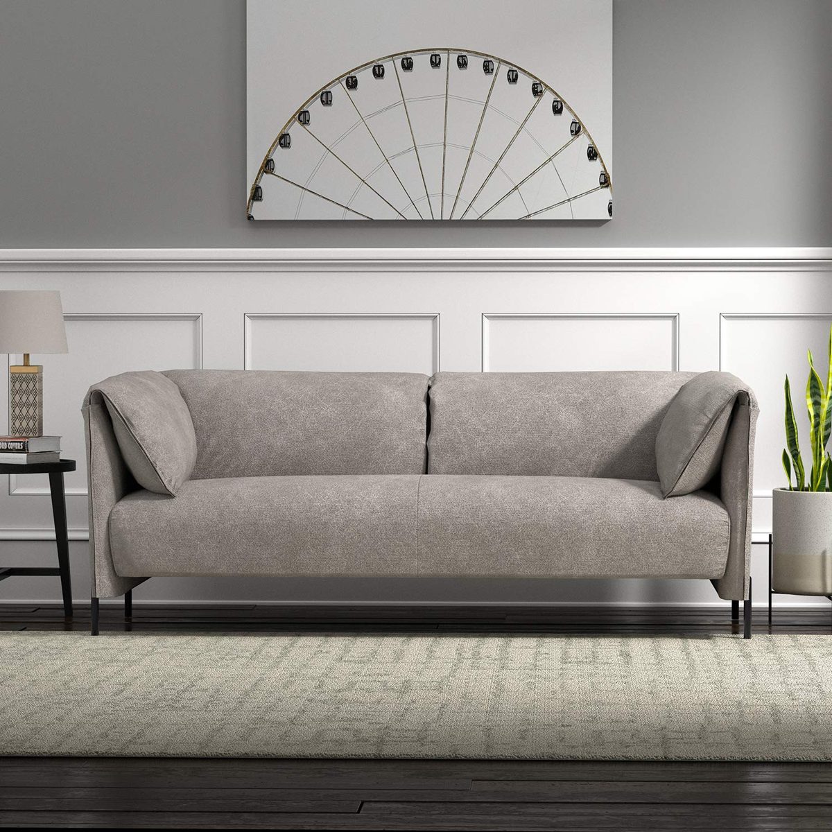 Amazon Brand – Rivet Cyprus Mid-Century Modern Loveseat, 72"W, Light Grey