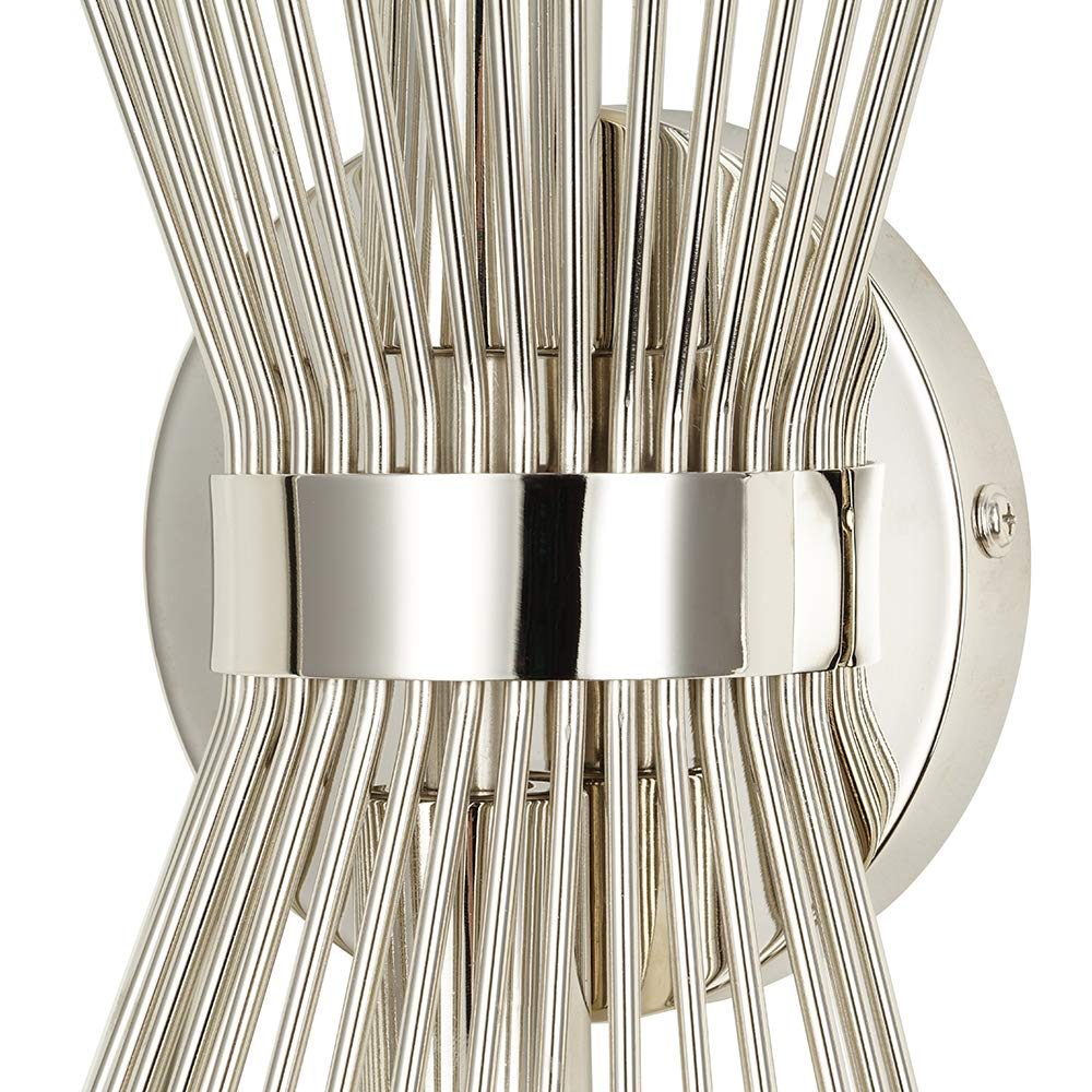 Amazon Brand – Rivet Mid-Century Modern Metal Starburst 2-Light Wall Sconce Lamp, Bulbs Included, 17.5"H, Polished Nickel