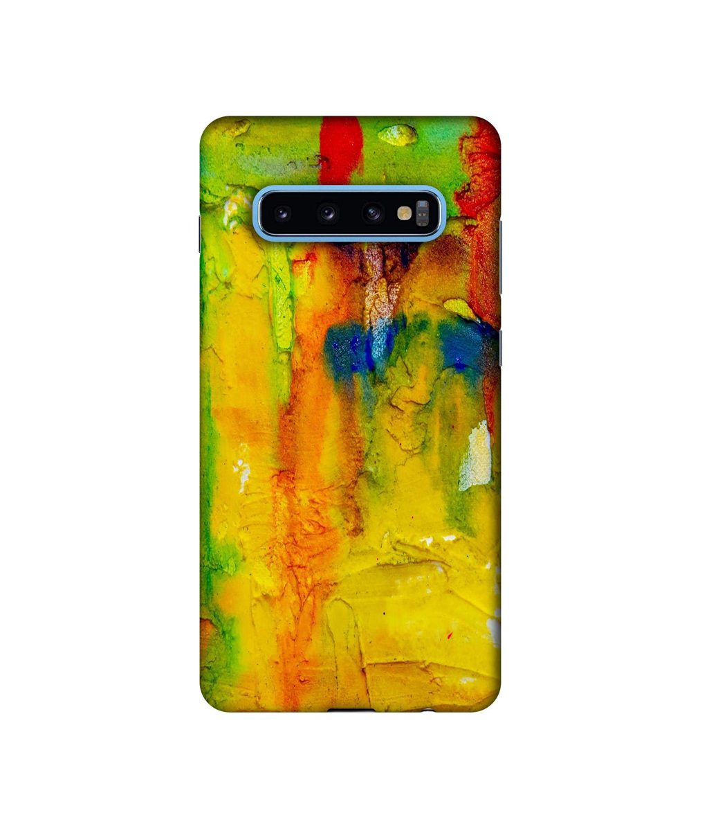 Amazon Brand - Solimo Designer Yellow and Green Paint 3D Printed Hard Back Case Mobile Cover for Samsung Galaxy S10 Plus