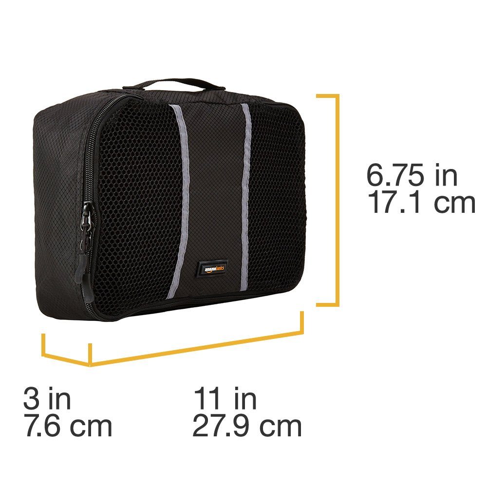 Amazon Basics Small Packing Cubes, Black and Gray - 4-Piece Set