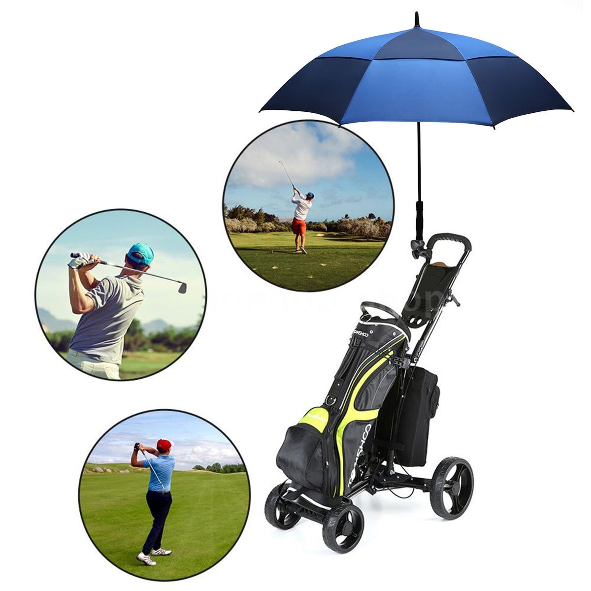 Eono by Amazon - Golf Umbrella 62 Inch Large Oversize Double Canopy Vented Windproof Waterproof Automatic Open Stick Umbrellas for Men and Women Navy/Royal Blue