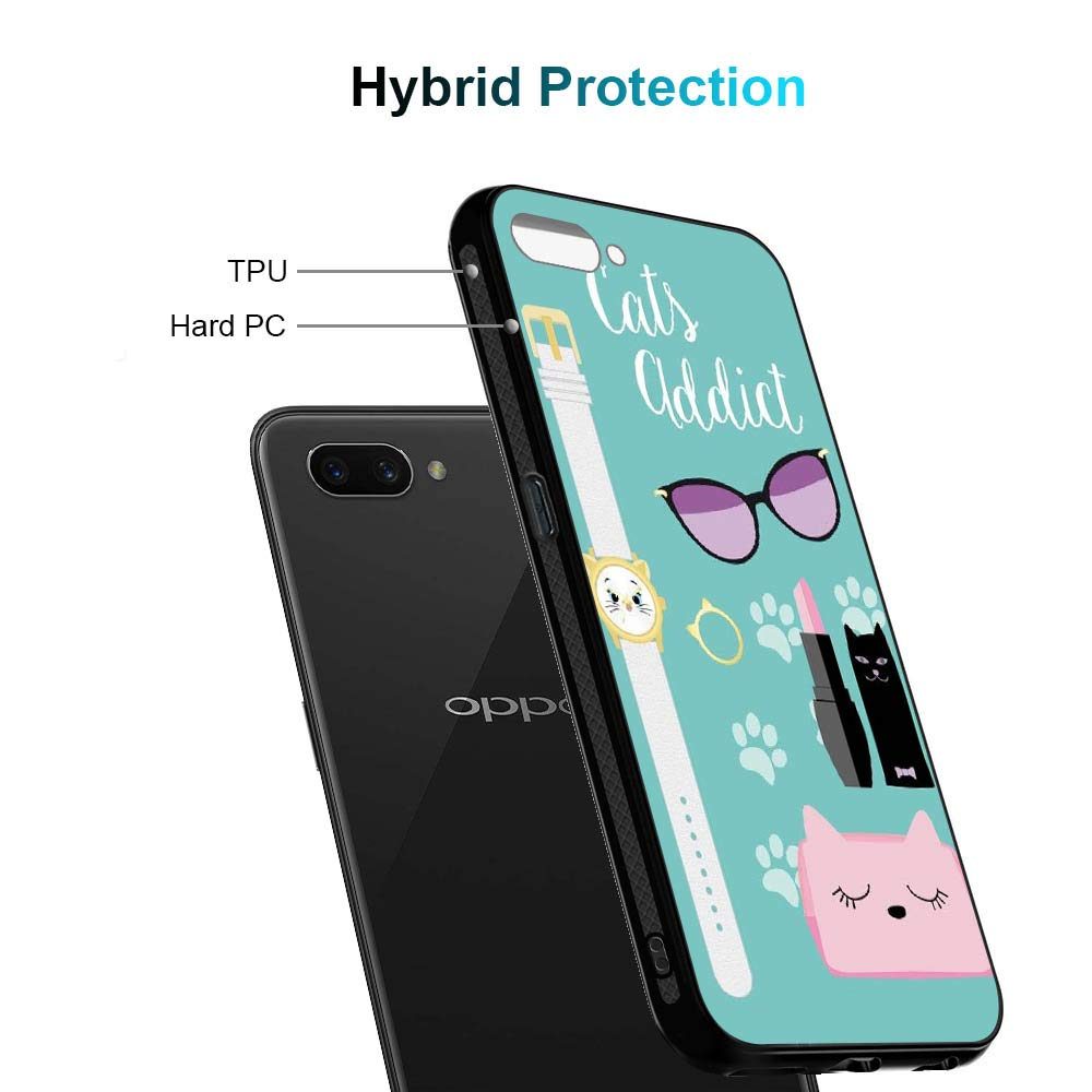 Amazon Brand - Solimo Designer Cat's Addict Printed Hard Back Case Mobile Cover for Oppo A3s (D1234)