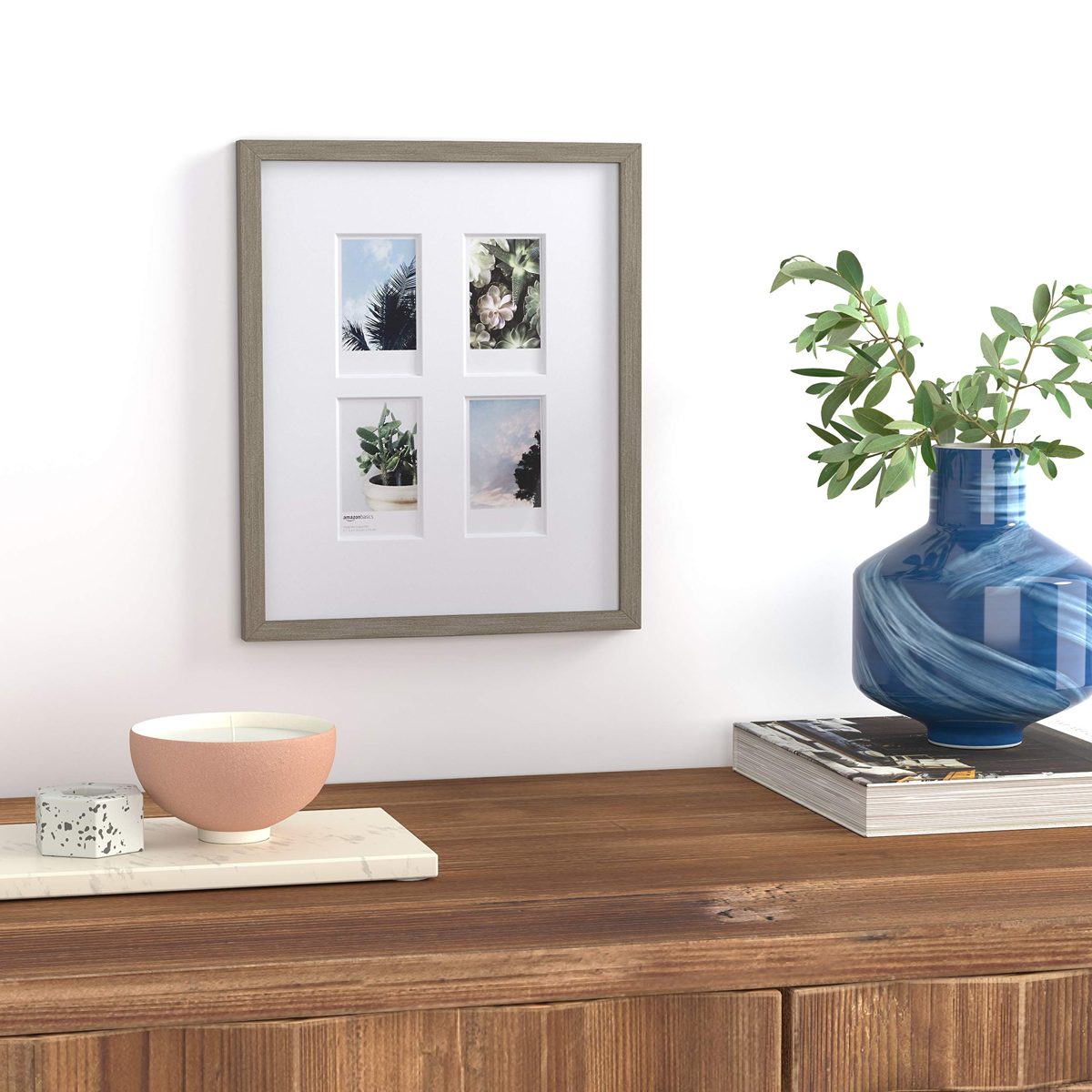 AmazonBasics Photo Frame for use with Instax - 4-Opening - 3.25"x2", Barnwood