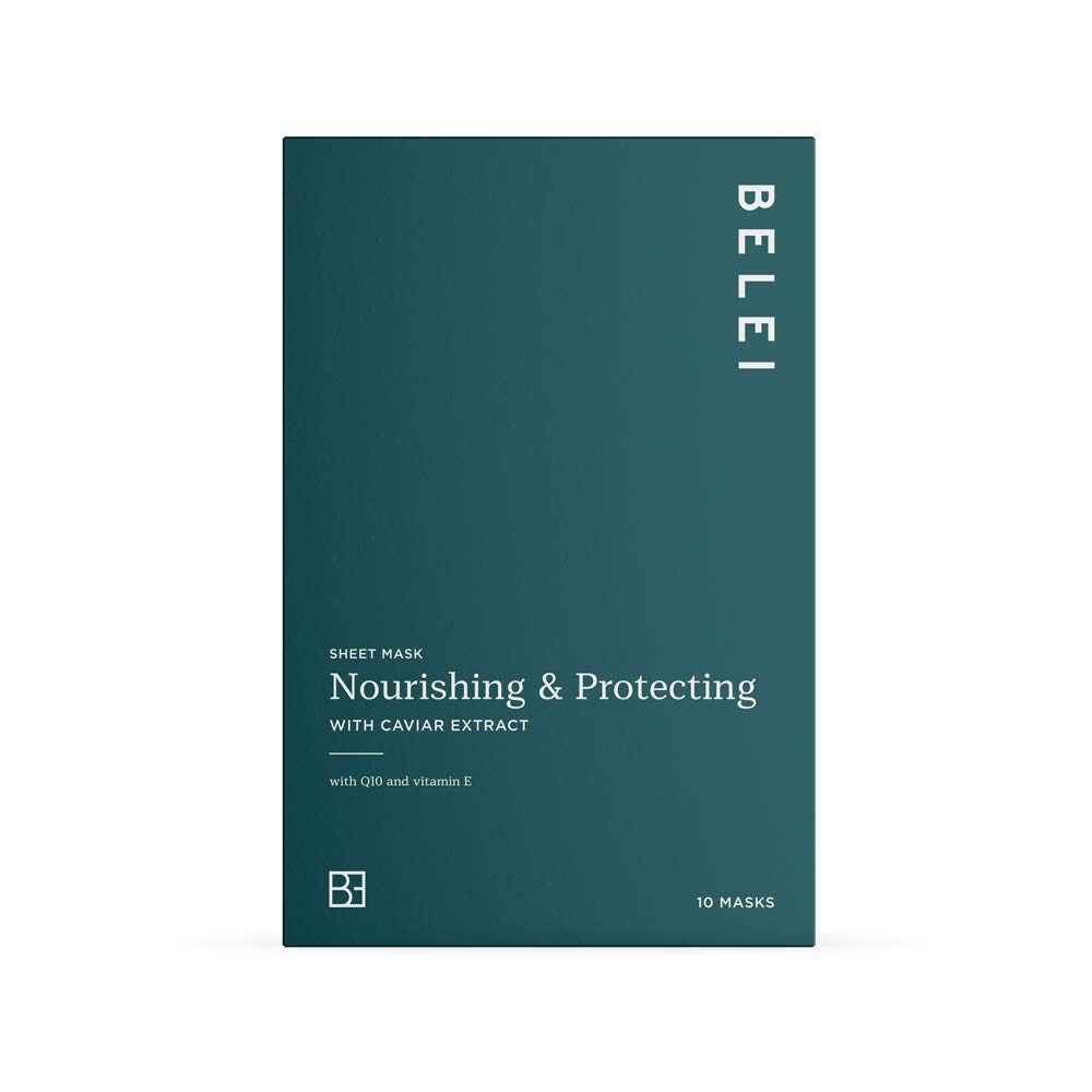 Amazon Brand - Belei - Nourishing and Protecting Sheet Mask with Caviar Extract, Pack of 10