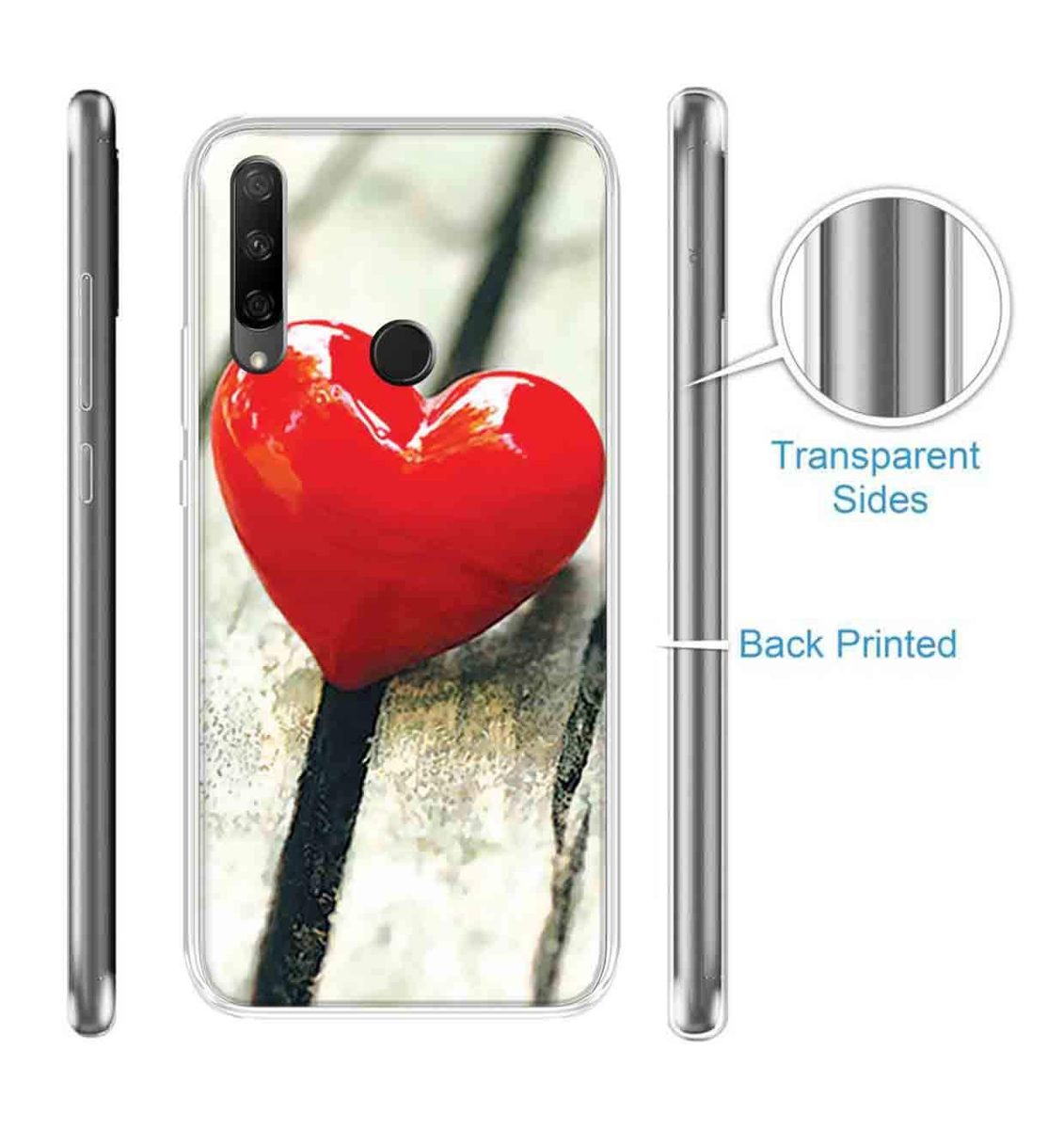 Amazon Brand - Solimo Designer Multicolor Red Heart Emoji Design Printed Soft Back Case Mobile Cover for Huawei Honor 9X