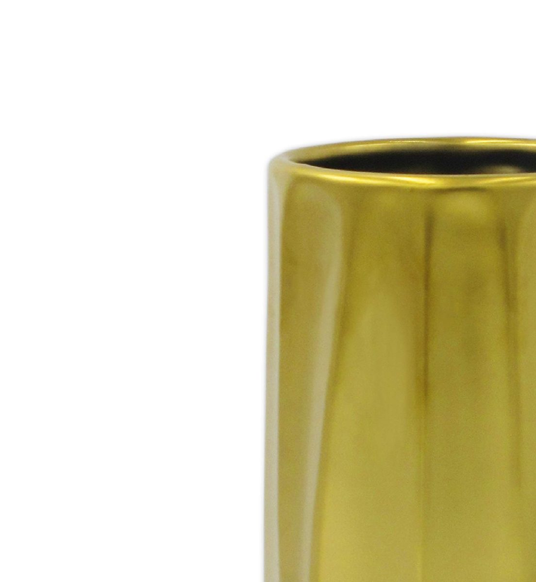 Amazon Brand – Rivet Mid-Century Metallic Stoneware Vase, 11.8"H, Gold