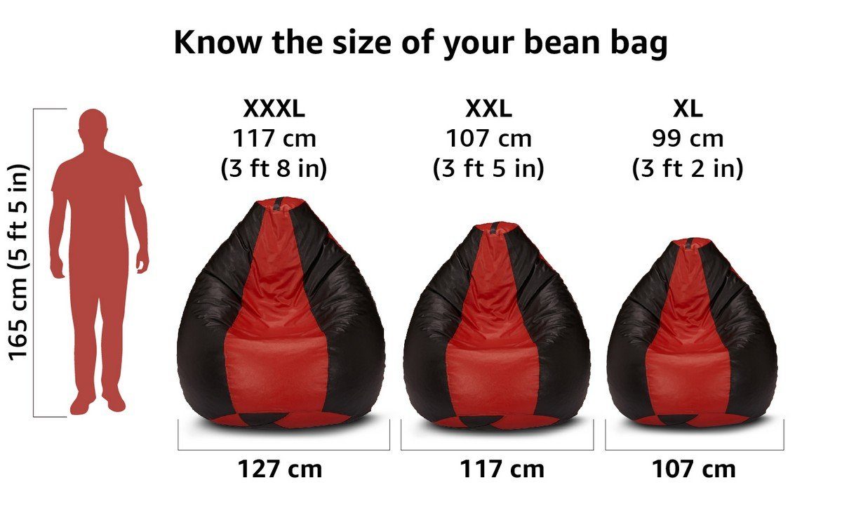 Amazon Brand - Solimo XXXL Bean Bag Cover Without Beans (Red and Black)