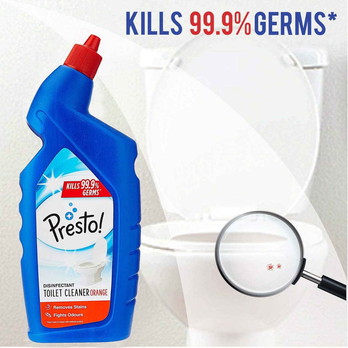 Amazon Brand - Presto! Disinfectant Toilet Cleaner, Orange - 500 ml