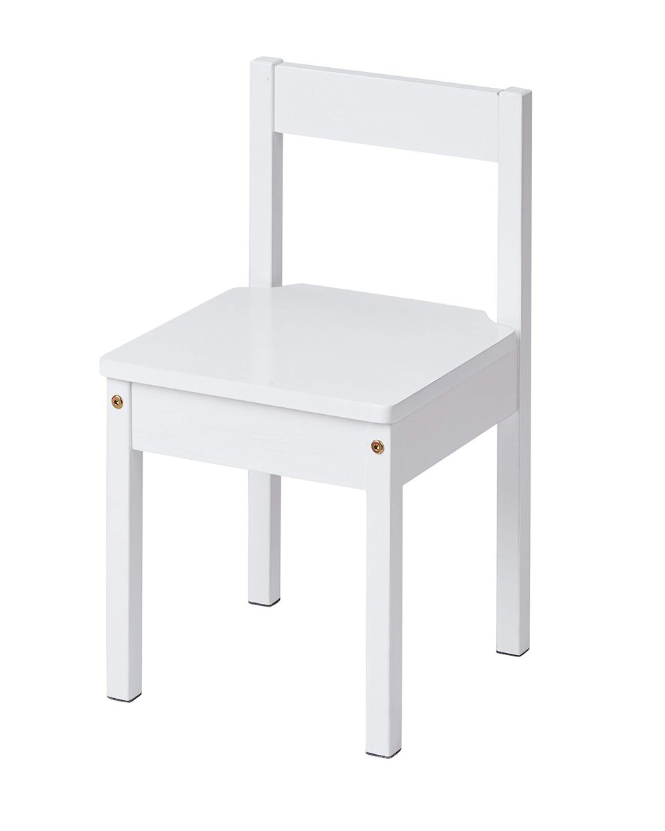 AmazonBasics Solid Wood Kiddie Table Set with Two Chairs, White