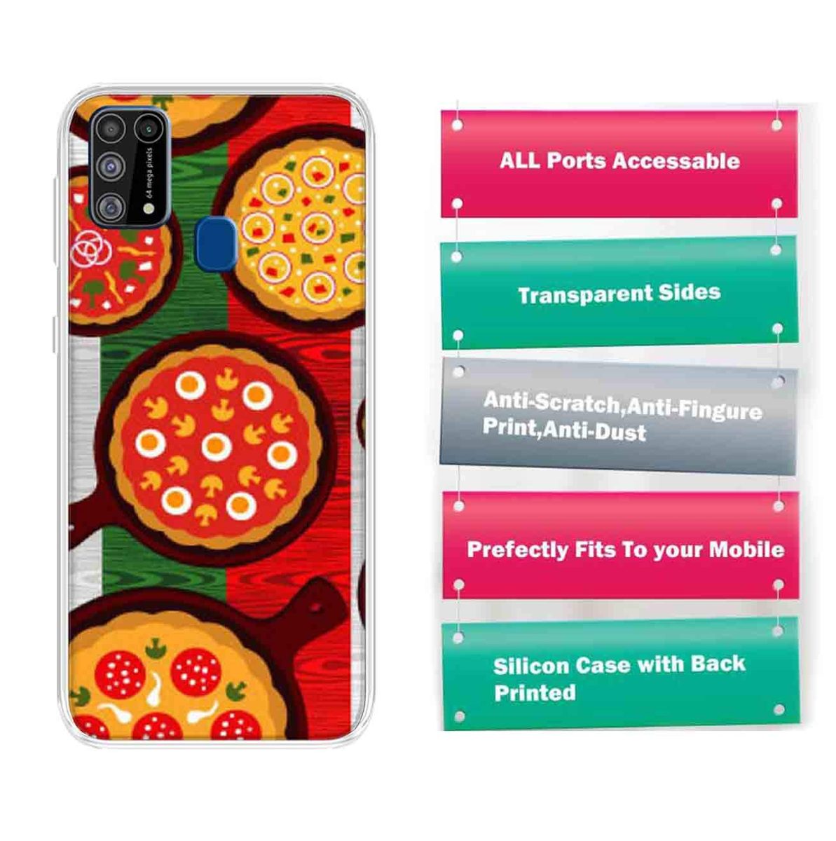 Amazon Brand - Solimo Designer Multicolor Pizza Pattern Printed Soft Back Case Mobile Cover for Samsung Galaxy M31