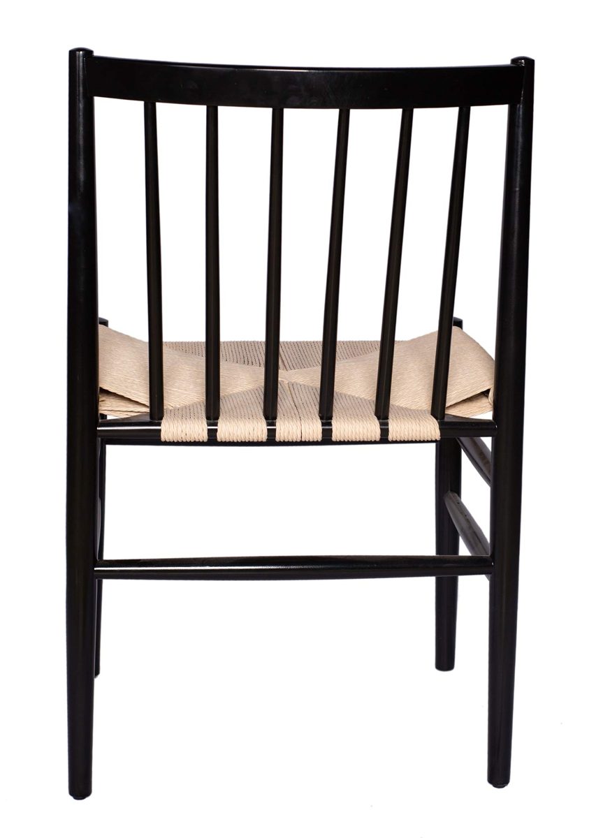 Stone & Beam Lorna Farmhouse Woven Dining Chair, 32" H, Set of 2, Black