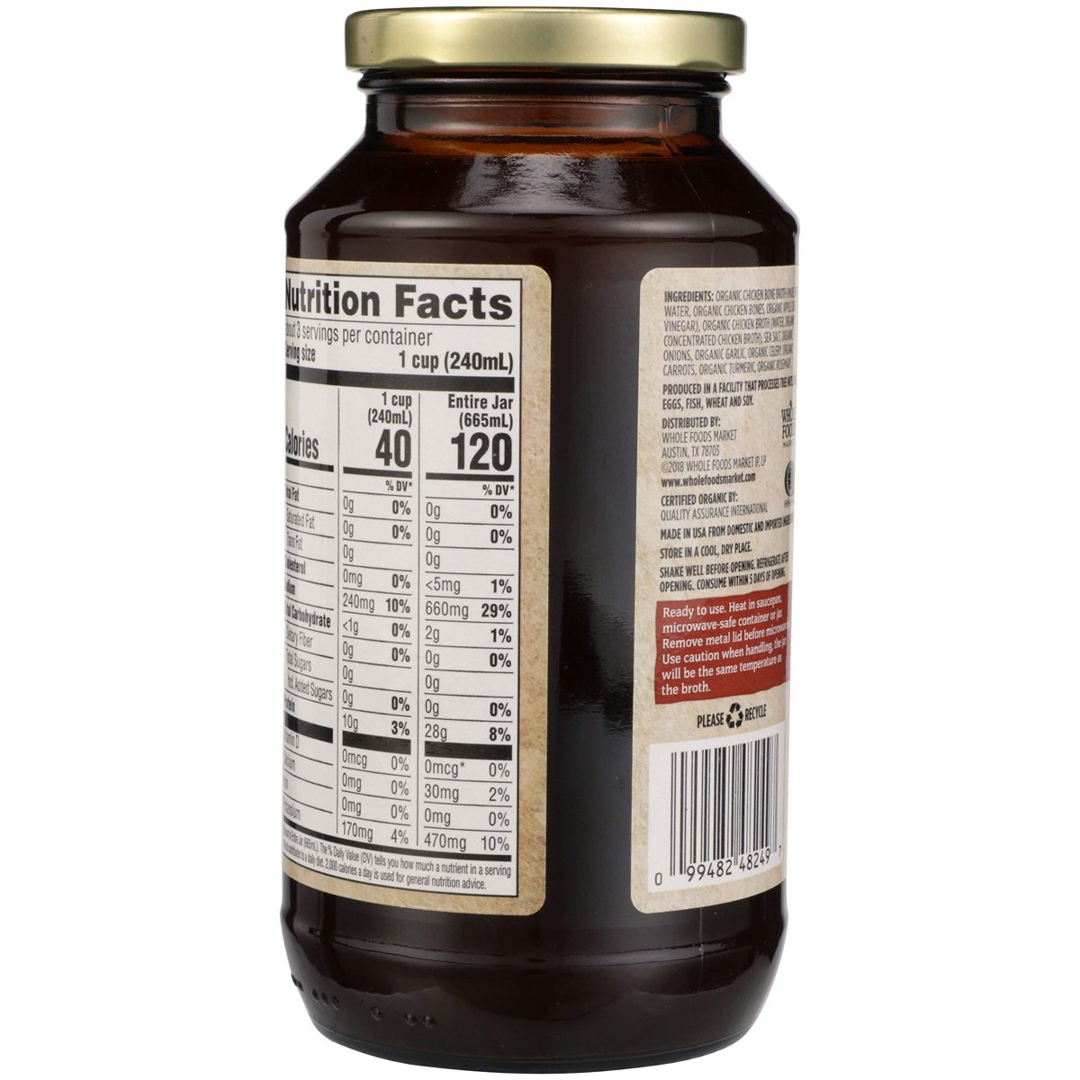 Whole Foods Market, Broth Bone Chicken Organic, 22.5 Fl Oz