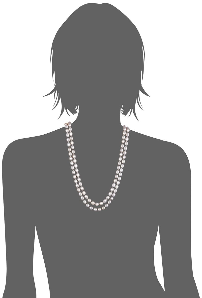 7-8mm Pink Rice Freshwater Cultured Pearl Endless Necklace 50"