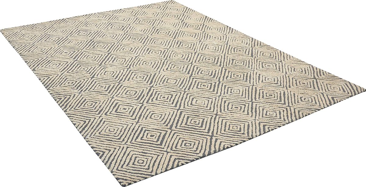Amazon Brand – Rivet Contemporary Diamond Patterned Area Rug, 10'6" x 8', Grey Ivory