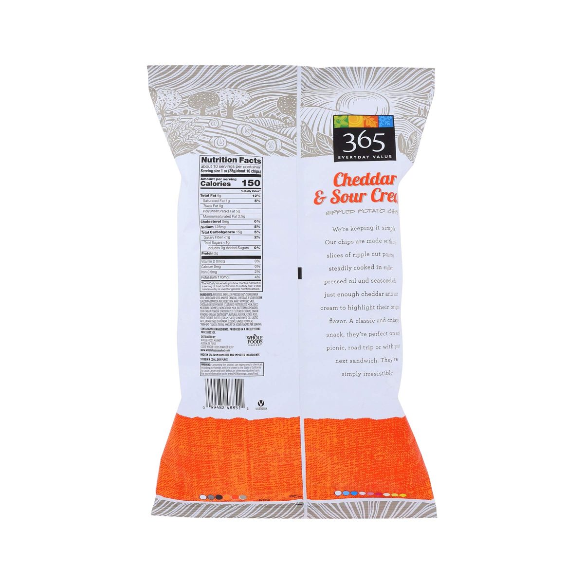 365 Everyday Value, Rippled Potato Chips, Cheddar & Sour Cream, 10 oz