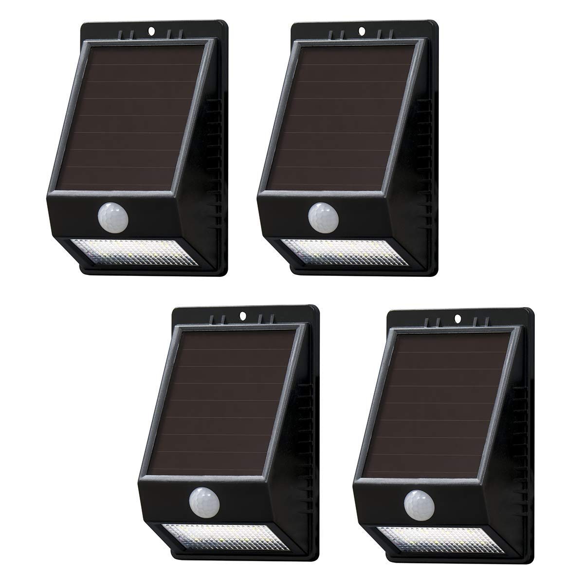 AmazonBasics Waterproof Solar-Powered Motion Sensor Wall Light for Front Door, Patio, Yard, and Porch - 8 LED, 100 Lumen, Up to 120° Detection Angle, 4-Pack