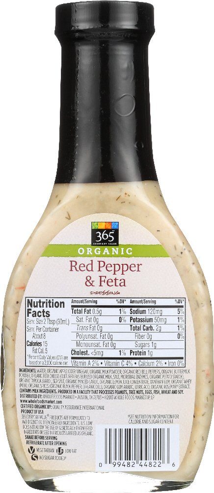 365 EVERYDAY VALUE Organic Low Fat Red Pepper And Feta Dressing, 8 FZ