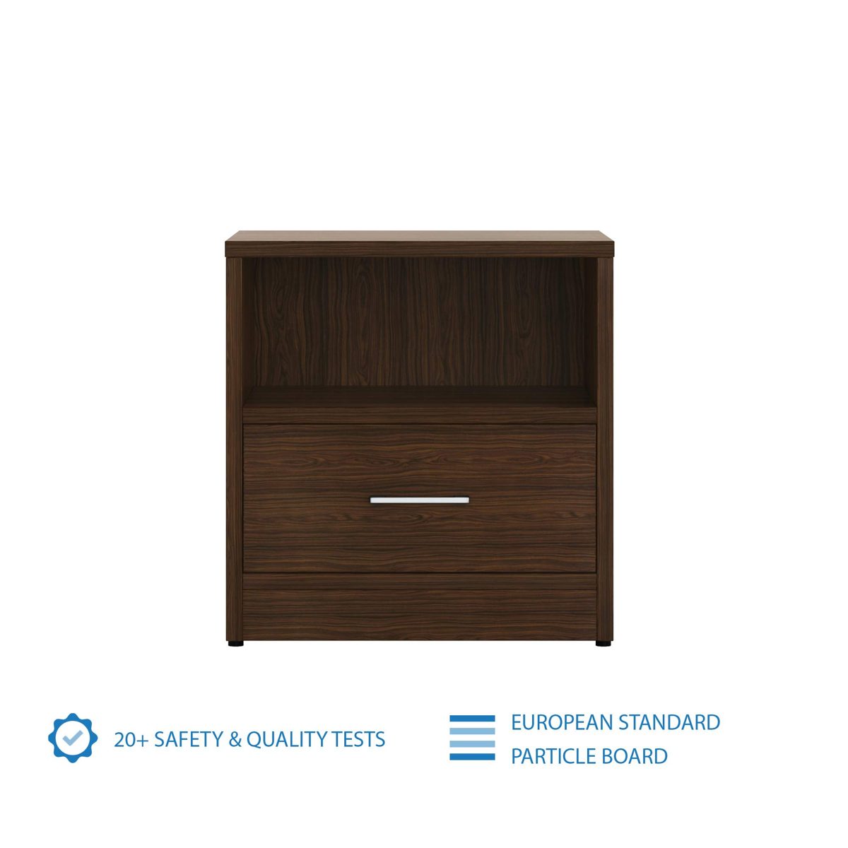 Amazon Brand - Solimo Tucana Engineered Wood Bedside Table with Drawer (Walnut Finish)