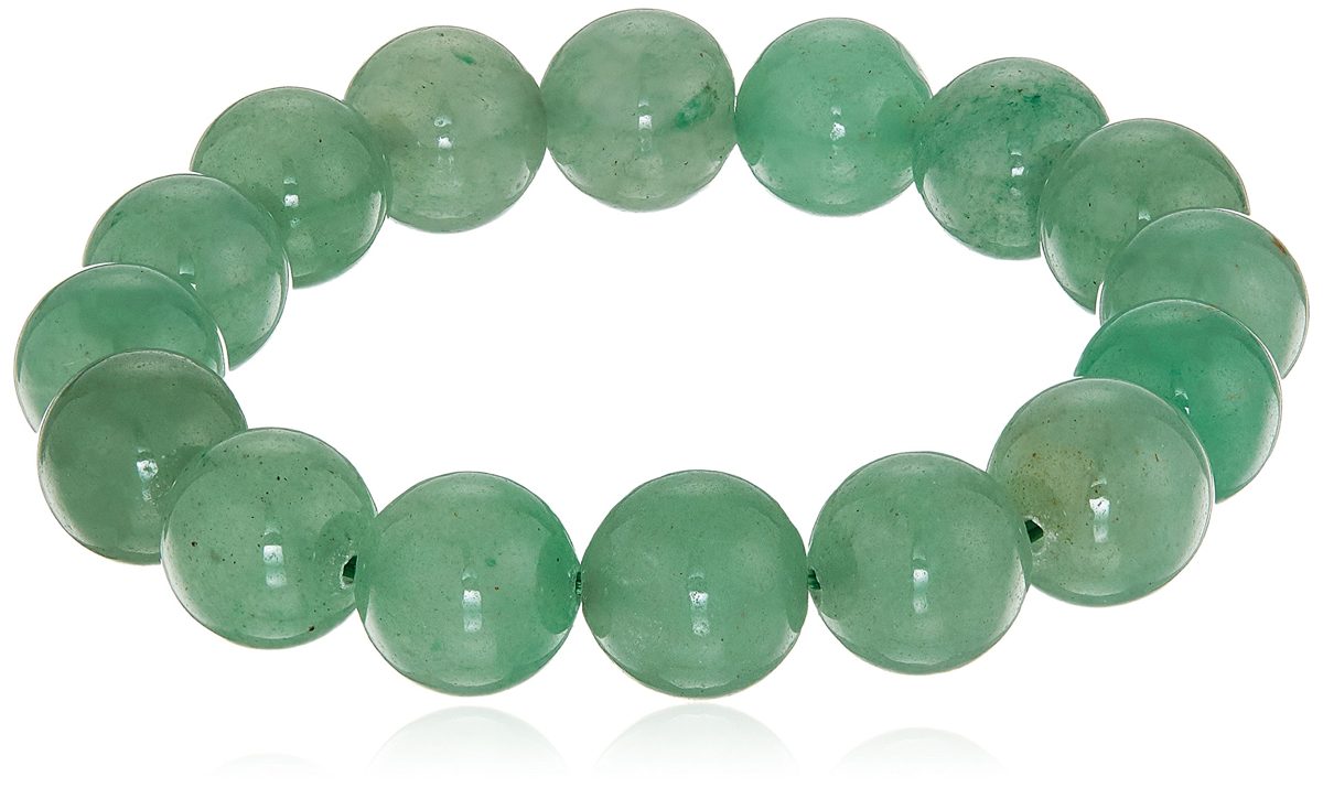 stretch smooth round 12mm green aventurine 7.5'' stretch bracelet