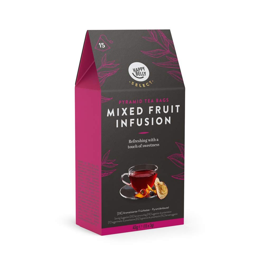 Amazon Brand - Happy Belly Select Fruit Tea Teabags Fruit Mix 4x15 Pyramides