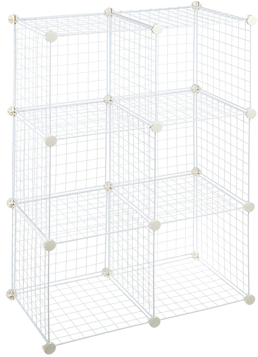 AmazonBasics 6 Cube Grid Wire Storage Shelves, White