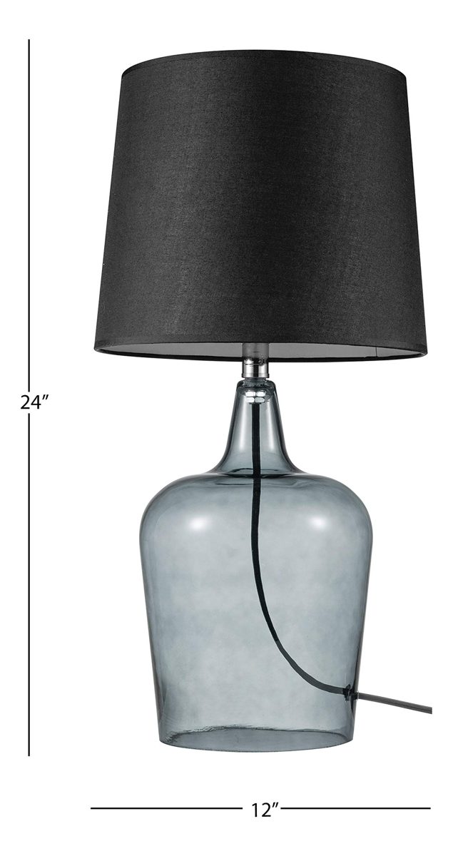 Amazon Brand - Ravenna Home Single-Light Modern Table Lamp with Smoked Glass Base and Black Shade, LED Bulb Included, 24"H