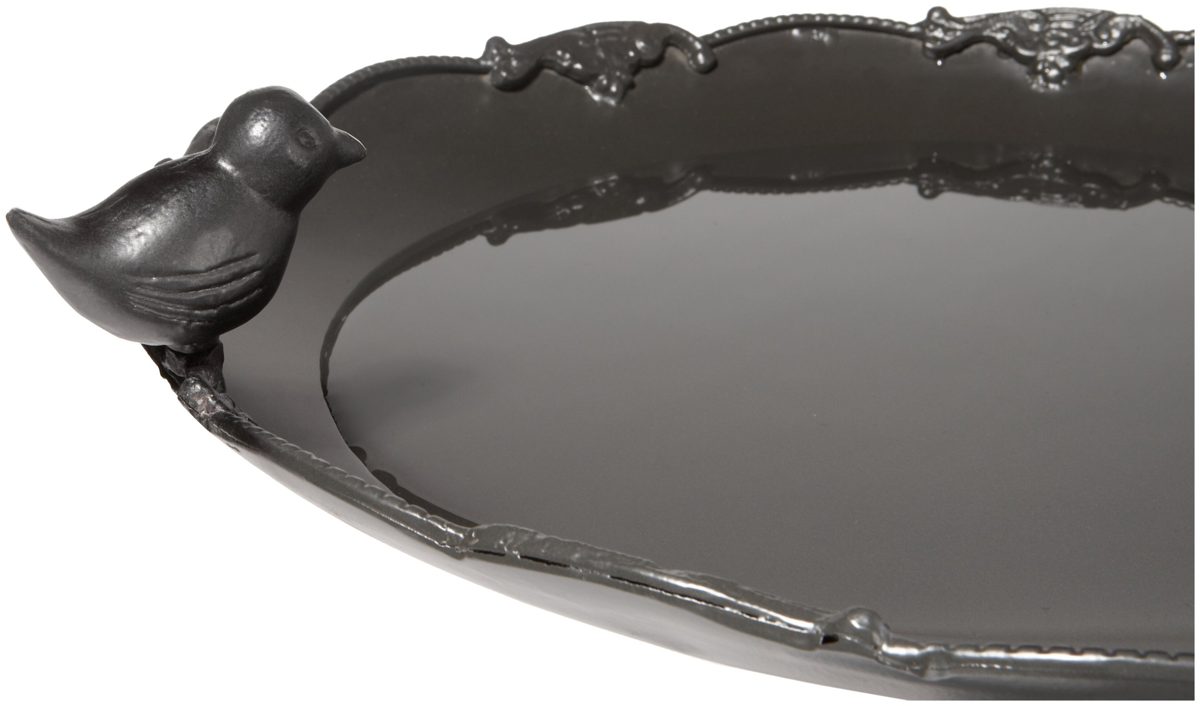 Strathwood Decorative Iron Bird Bath with Java Black Finish