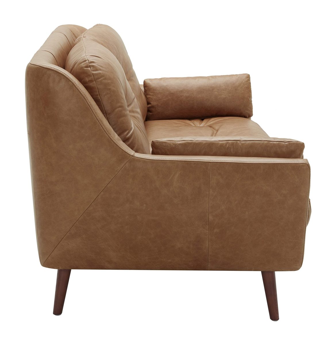 Amazon Brand – Rivet Brooker Down-Filled Mid-Century Sofa, 76"W, Top Grain Leather, Cognac
