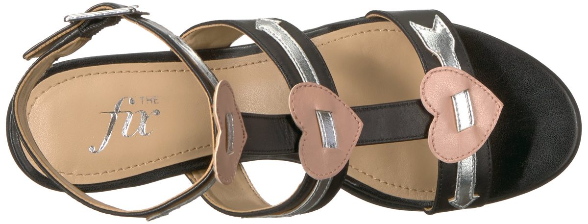 Amazon Brand - The Fix Women's Molli Triple Heart Block Heel Sandal, black leather, 8 B US