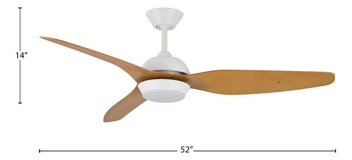 Amazon Brand – Rivet Scandinavian Ceiling Fan with Light, 52" Diameter, Matte White