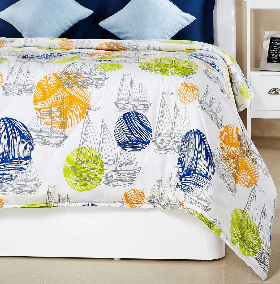 Amazon Brand - Solimo 100% Cotton Printed Comforter, Double (Wanderlust Tales, 200GSM)