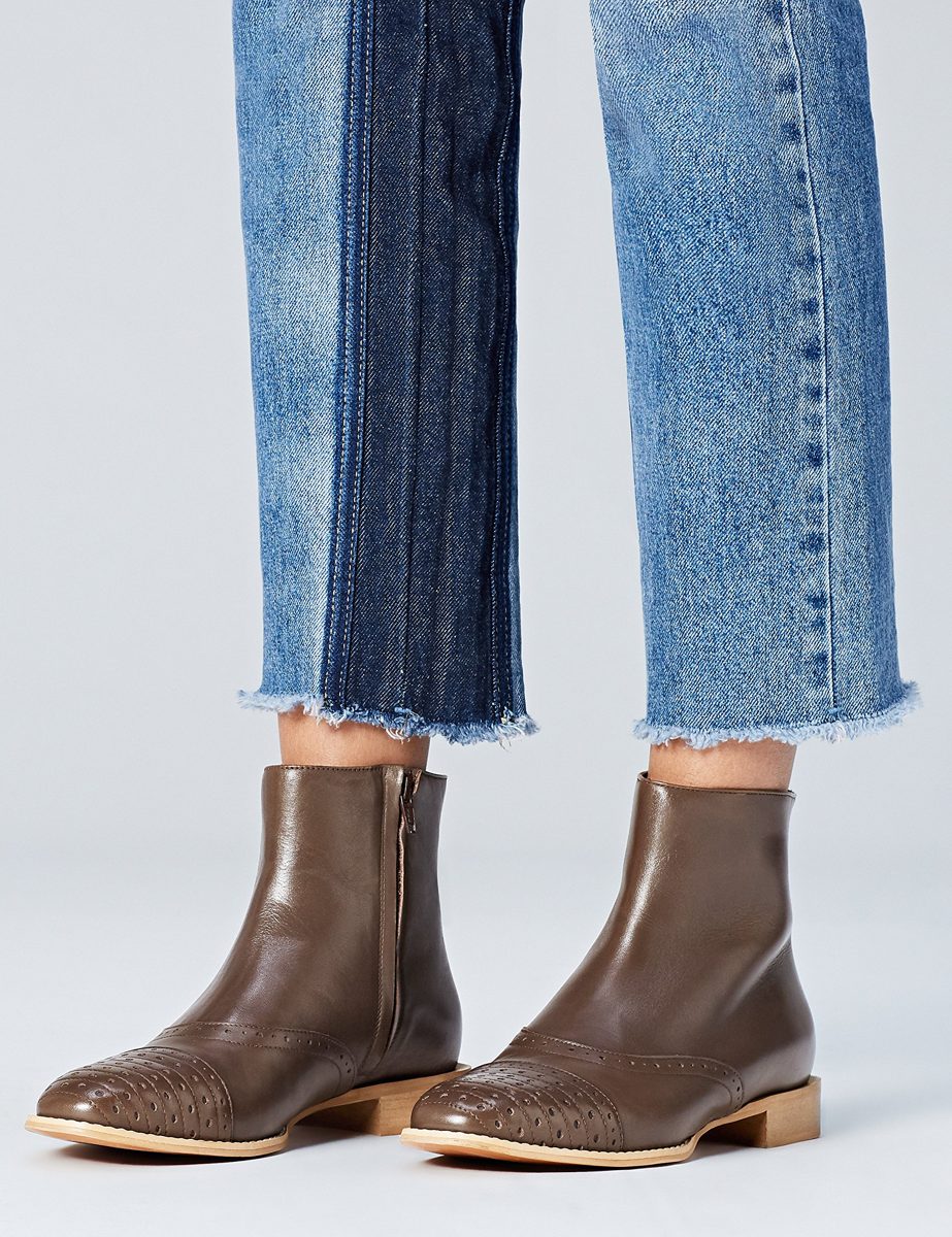 Amazon Brand - find. Women's Brogue Style Leather Ankle Boots