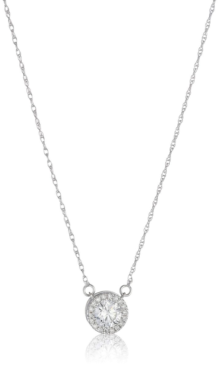 IGI Certified Lab Grown Diamond Classic Halo Necklace in 14k White Gold (3/4 CT.TW, I-J Color, SI1-SI2 Clarity)