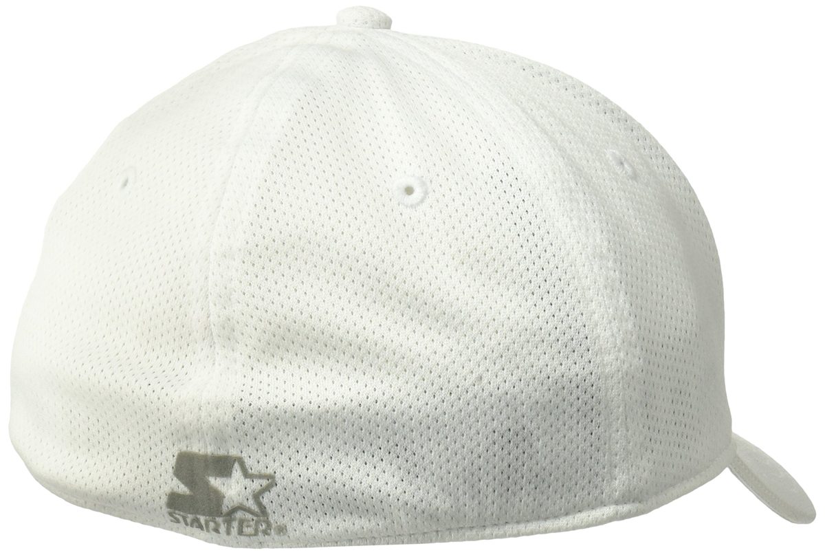 Starter Men's Fitted Cap with Wicking and Built-in Headband, Amazon Exclusive, White, Large/Extra Large