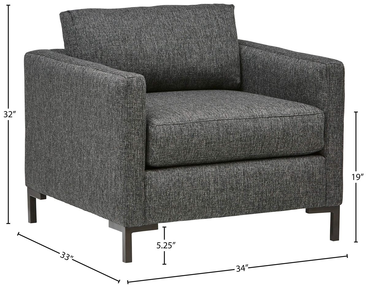 Amazon Brand – Rivet Edgewest Low Back Modern Accent Chair, 34"W, Charcoal Grey