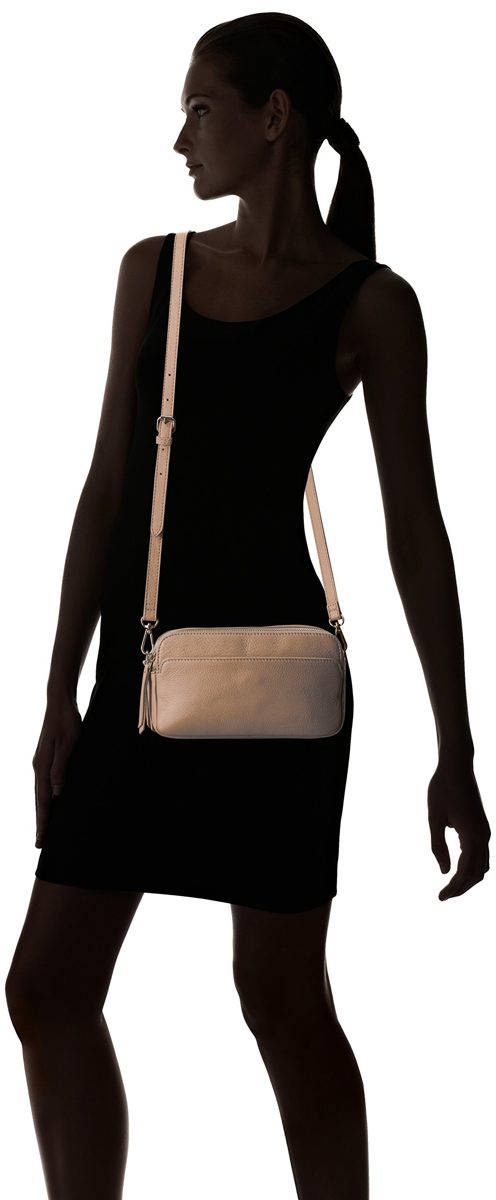 Amazon Brand - The Fix Alexandria Leather Crossbody Bag, dove