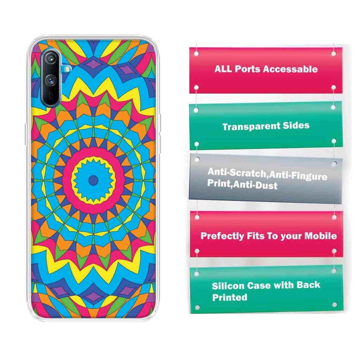 Amazon Brand - Solimo Designer Multicolor Artistic Circle Pattern Printed Soft Back Case Mobile Cover for Realme C3