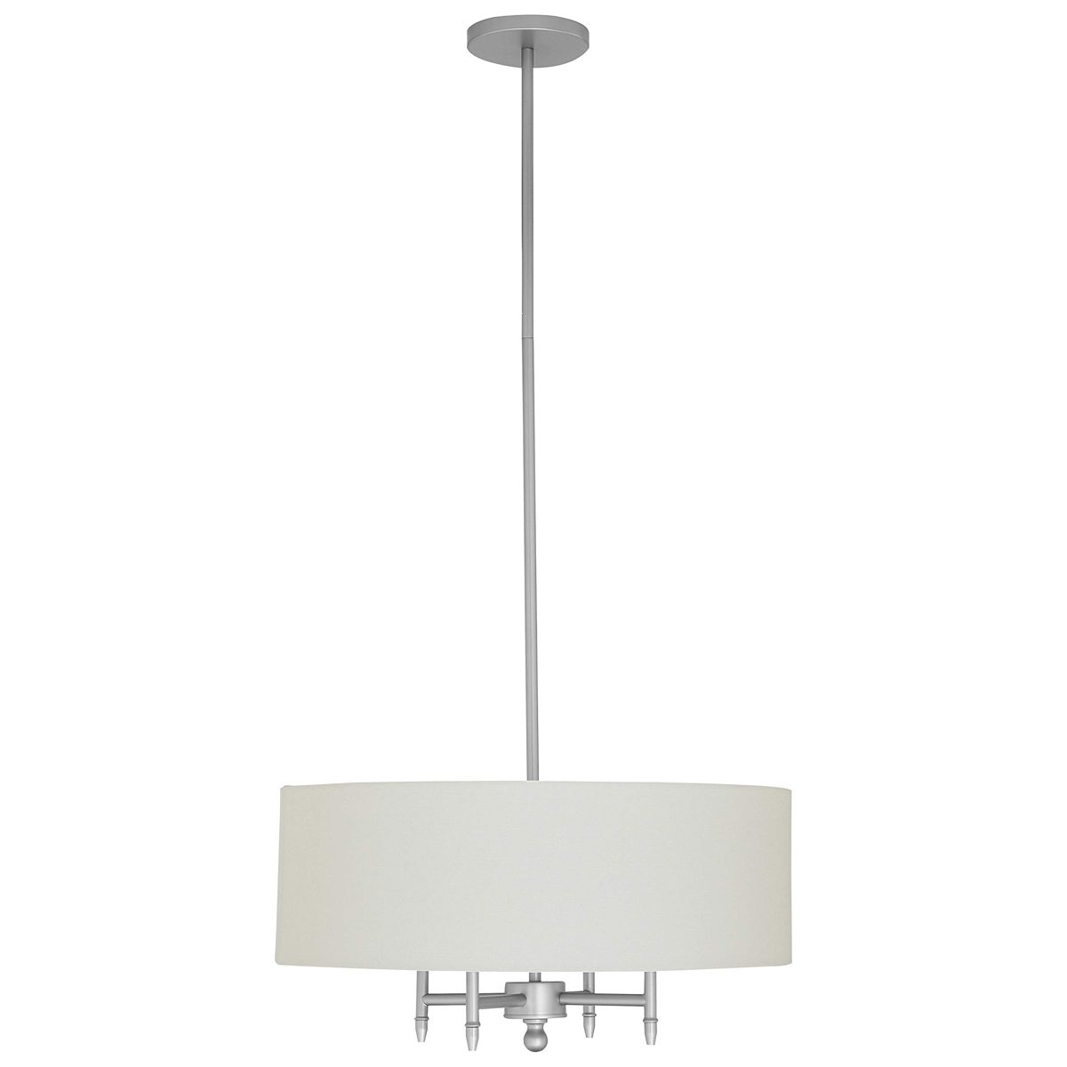 Amazon Brand – Stone & Beam Classic Ceiling Pendant Chandelier Fixture With White Drum Shade- 20 x 20 x 42 Inches, Brushed Nickel