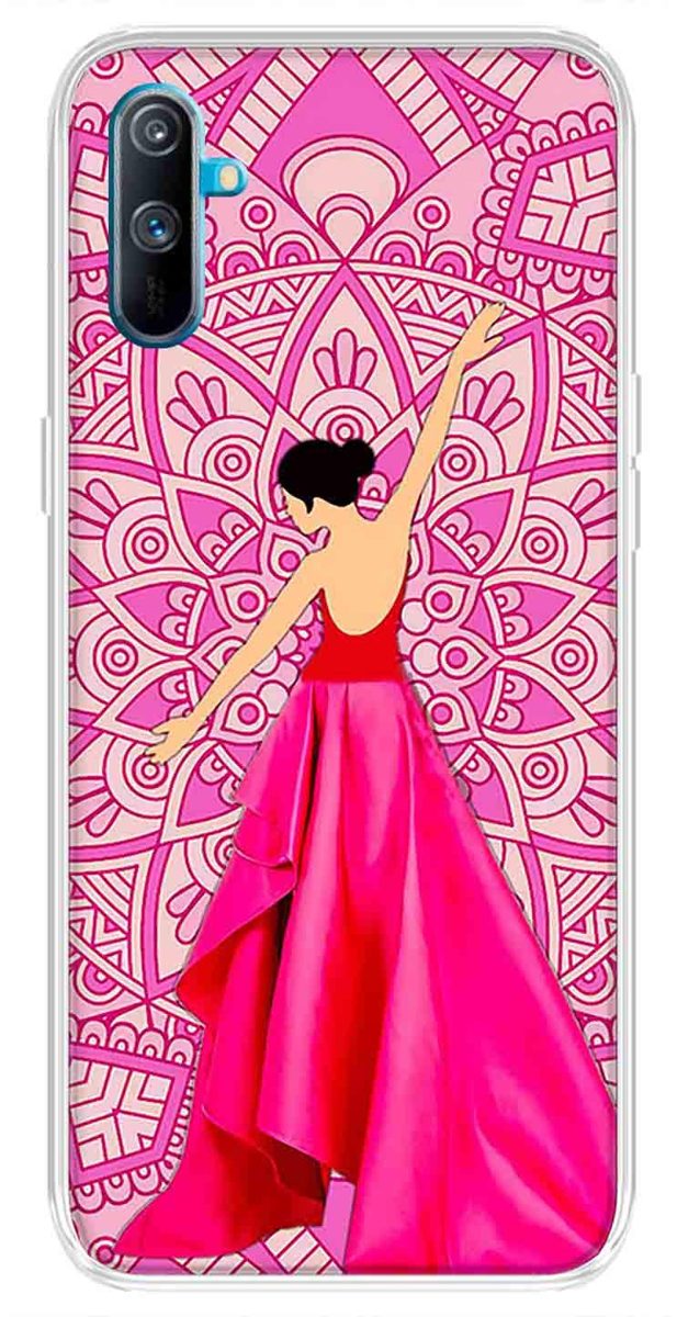 Amazon Brand - Solimo Designer Multicolor Girl Pink Design Printed Soft Back Case Mobile Cover for Realme C3