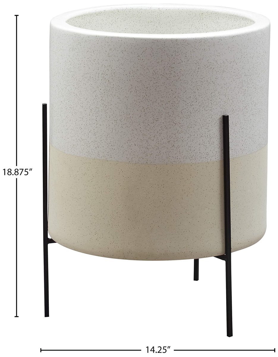 Amazon Brand – Rivet Mid-Century Ceramic Planter with Stand, 18.9"H, White