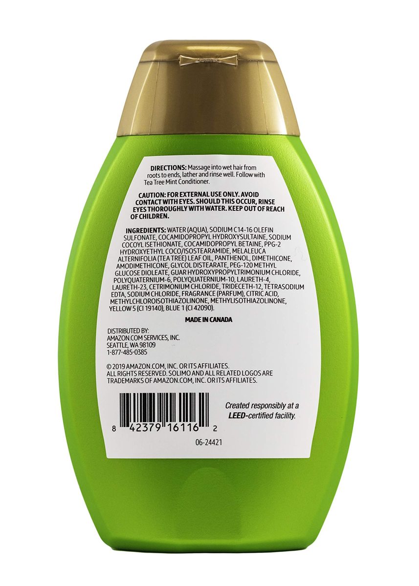 Solimo Tea Tree Mint Conditioner, 13oz (Single) & Tea Tree Mint Shampoo, 13oz (Single)