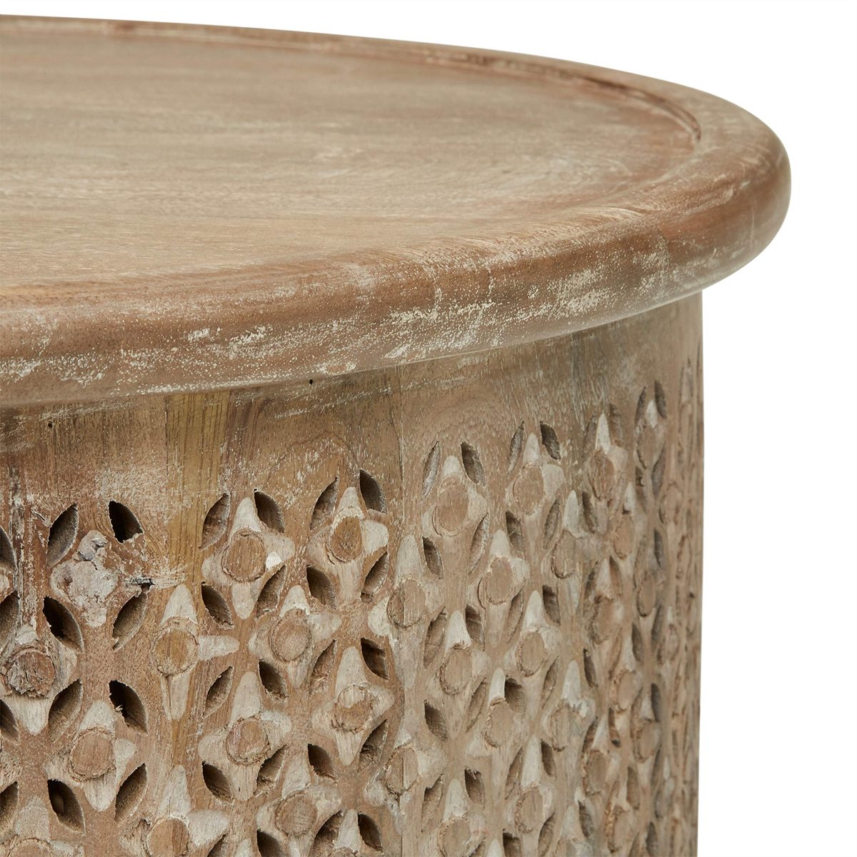 Amazon Brand – Stone & Beam Commodore Casual Round Coffee Table, 23.6"W, Whitewash Mango Wood