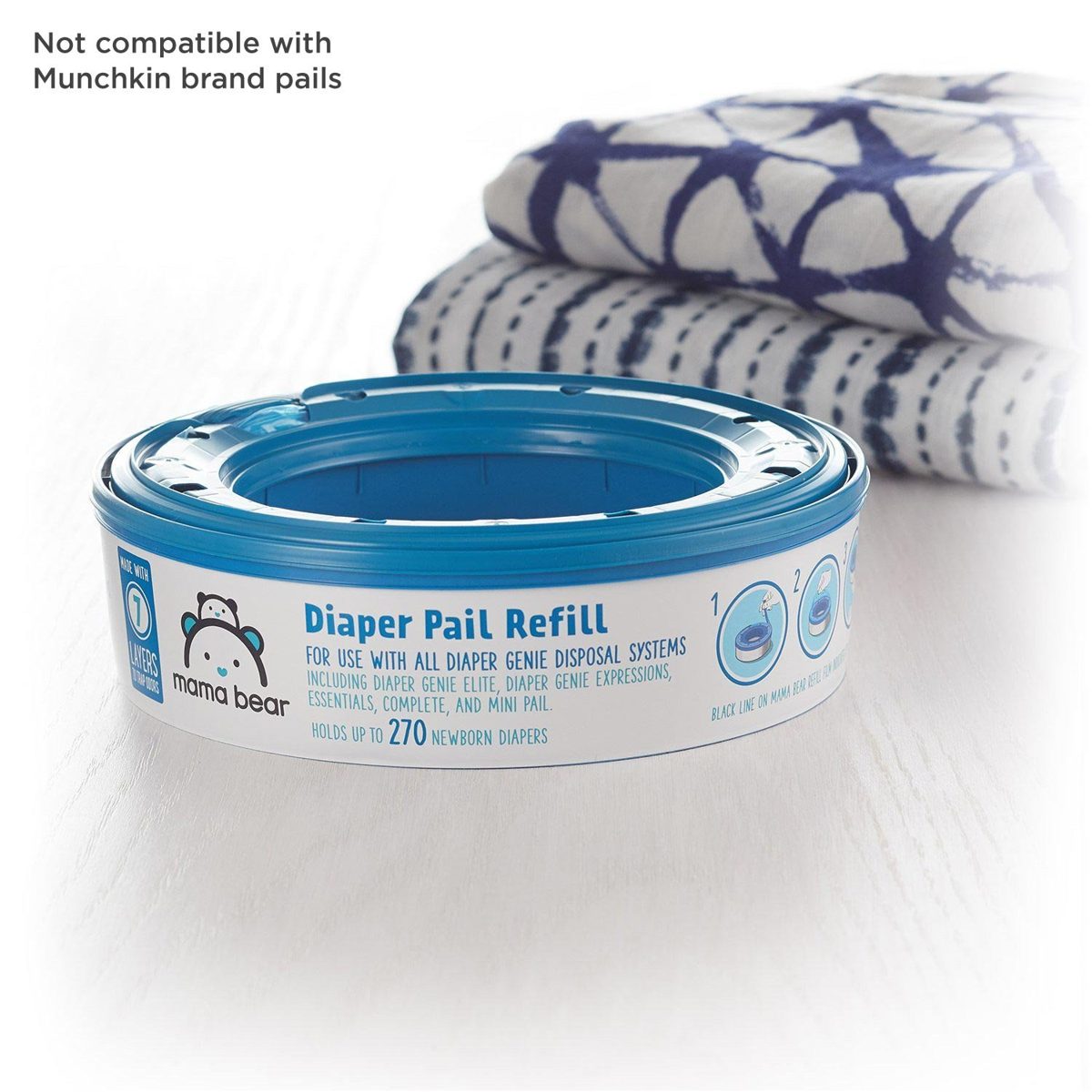 Amazon Brand - Mama Bear Diaper Pail Refills for Diaper Genie Pails, 270 Count