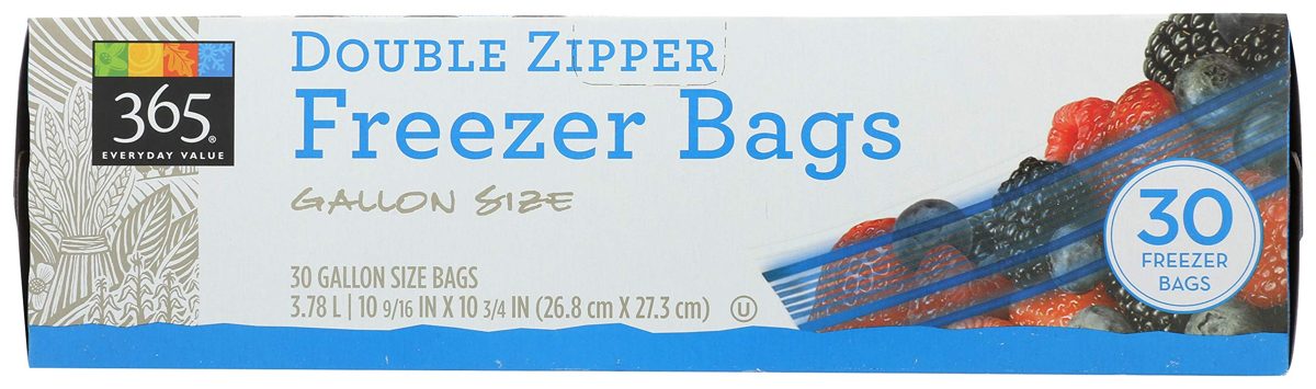 365 Everyday Value, Double Zipper Freezer Bags, Gallon Size, 30 ct