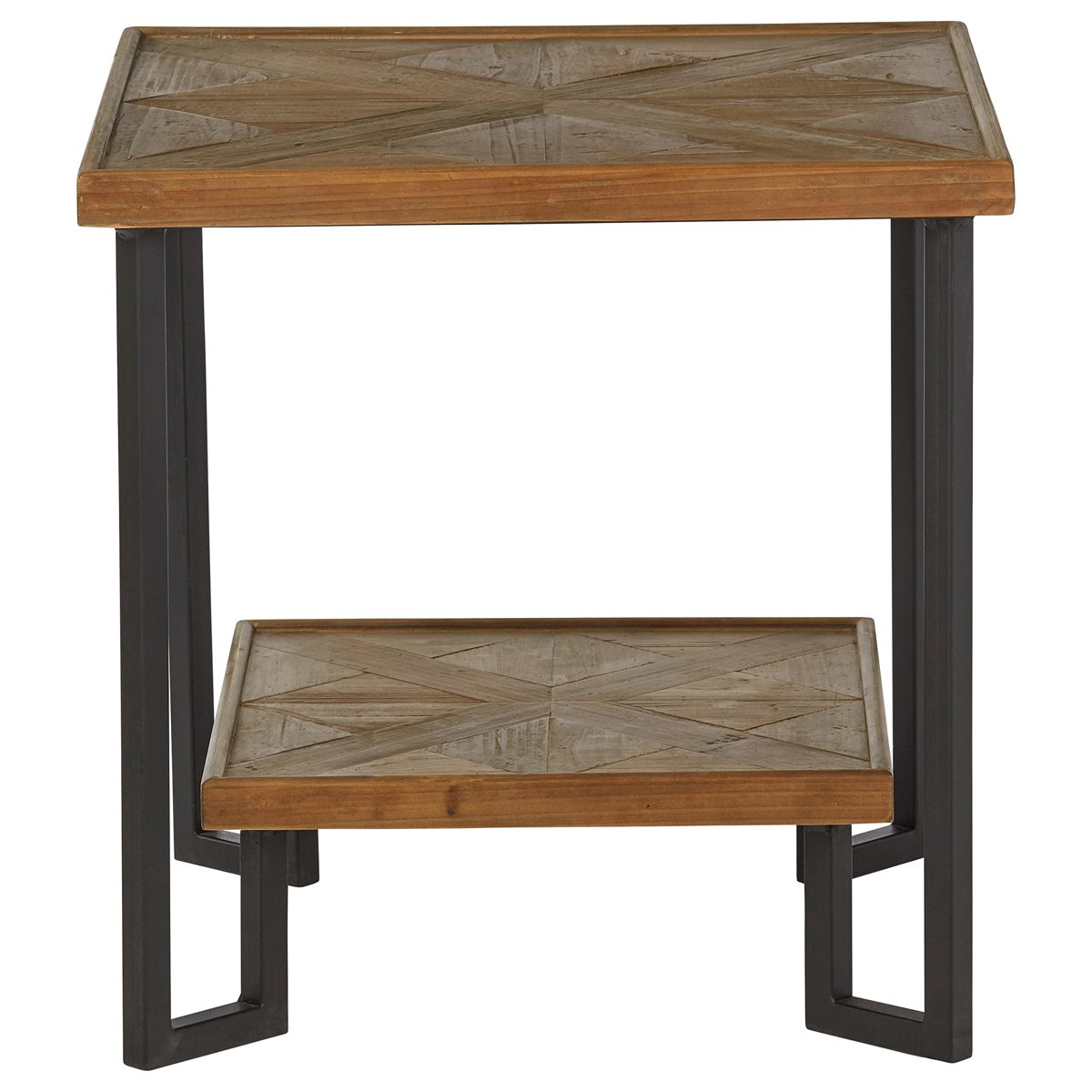 Amazon Brand – Stone & Beam Bernice Industrial Reclaimed Fir Wood Side End Table, 20"W, Natural and Black