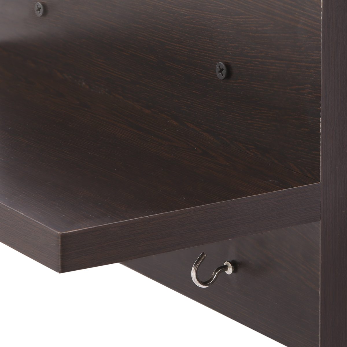 Amazon Brand - Solimo Wall-Mounted Wall Shelf with Key Hook (Matte Finish, Wenge)