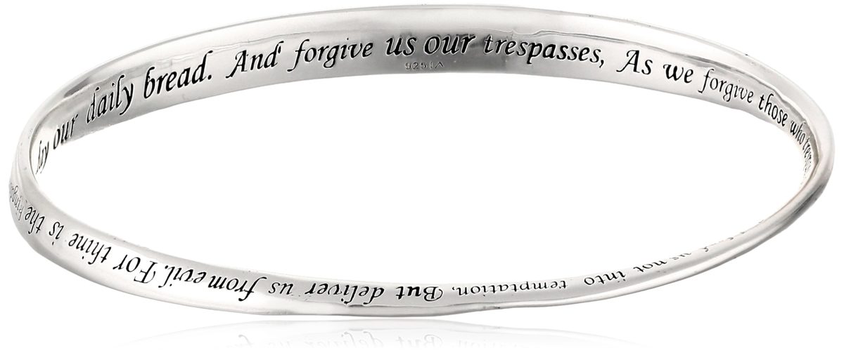 Sterling Silver "Lord's Prayer" Bangle Bracelet, 8.75"