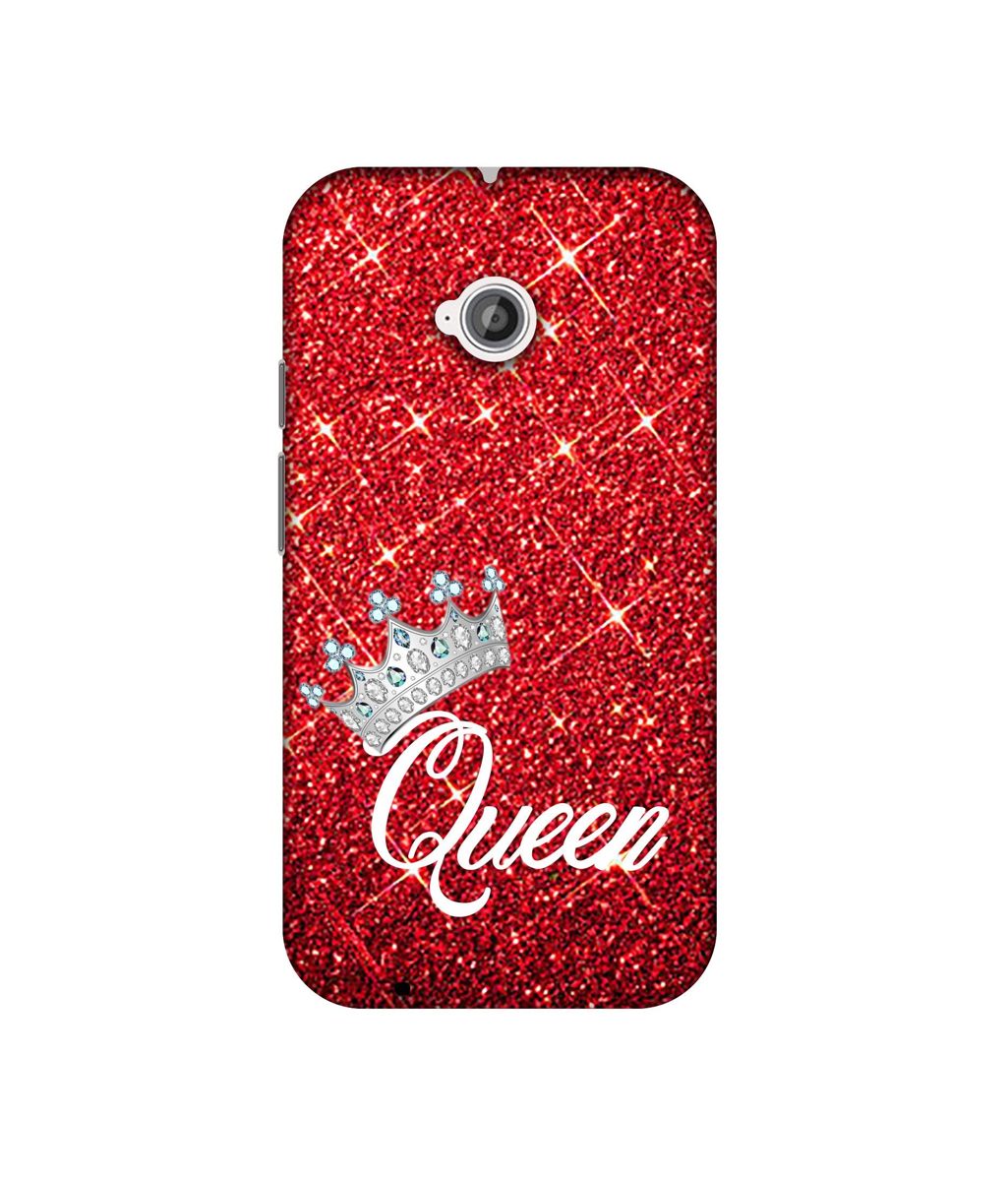 Amazon Brand - Solimo Designer Queen On Red Glitter 3D Printed Hard Back Case Mobile Cover for Motorola Moto E 2nd Generation