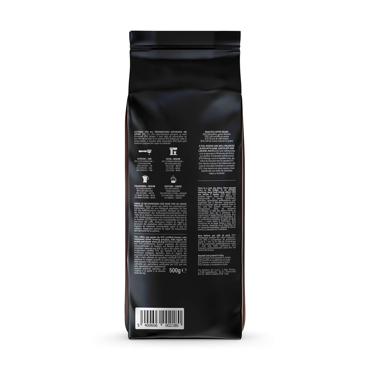 Amazon Brand - Happy Belly Coffee Beans "Espresso Crema" (12 x 500g)