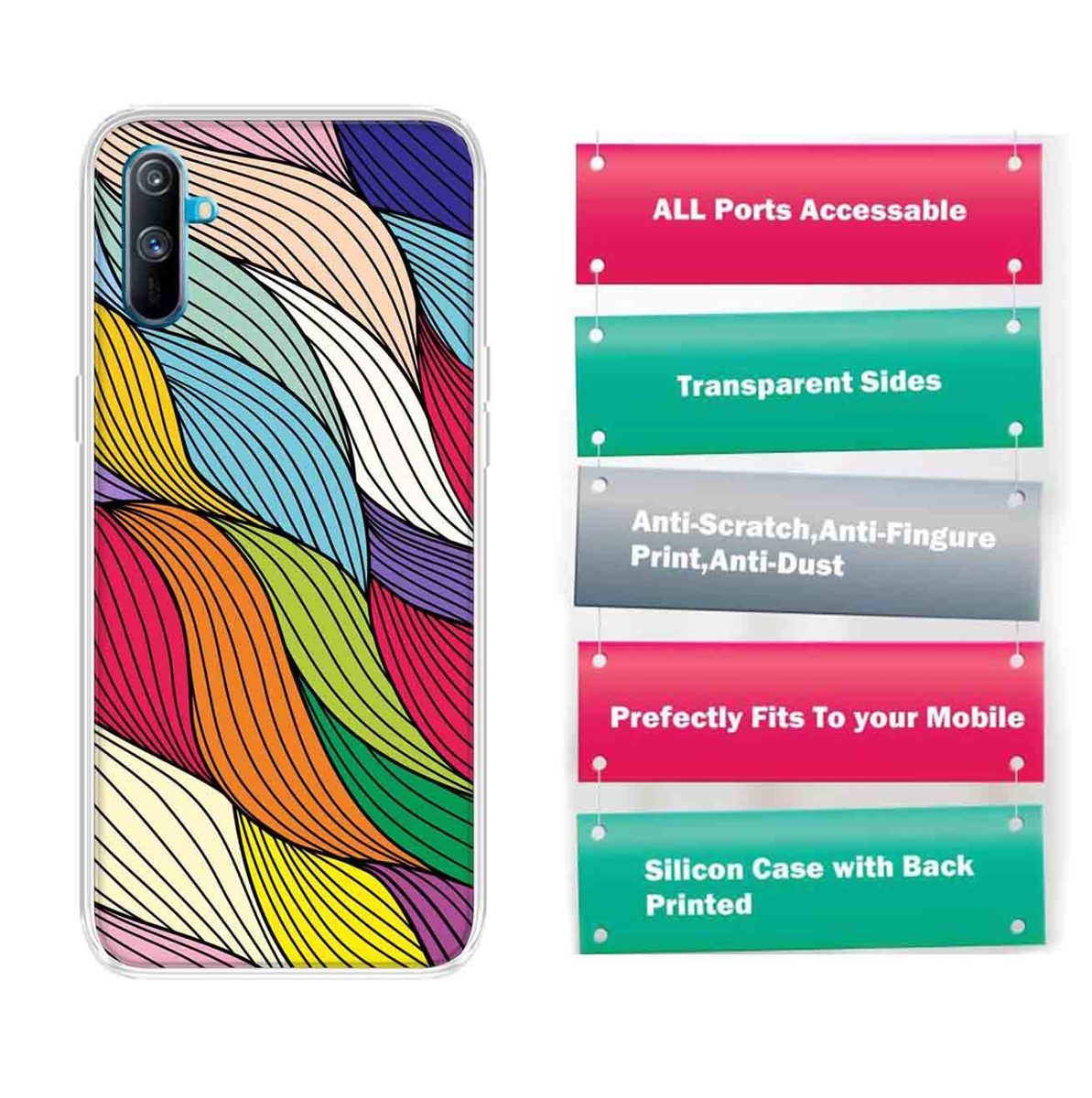 Amazon Brand - Solimo Designer Multicolor Visual Art Design Printed Soft Back Case Mobile Cover for Realme C3